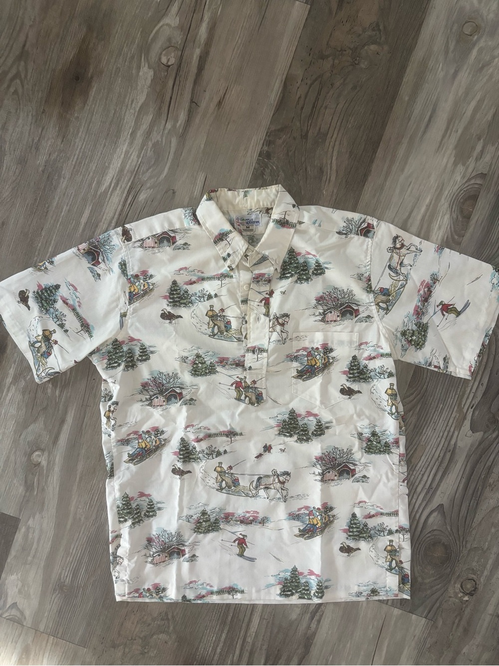 reyn spooner White Winter Scene Pullover Polo